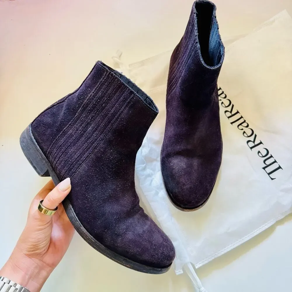 ALLSAINTS Washed Black Suede Leather Chelsea Pull On Ankle Boot Booties 41 8.5